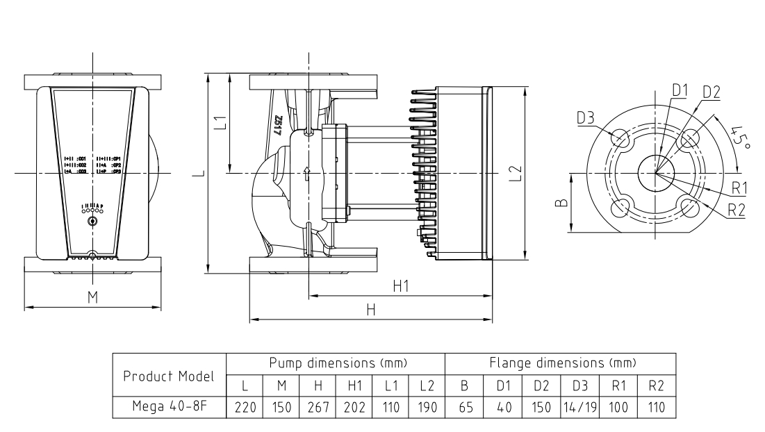 Mega 40-8F Instatallation Drawing