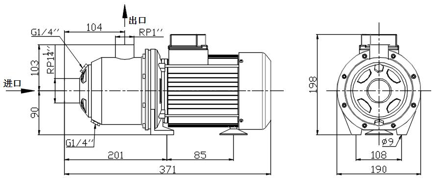 Installation dimension drawing